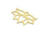 Brass Flower Charm, 4 Raw Brass Lotus Flower Charms, Findings (26x36x0.60mm) A6697