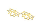 Brass Flower Charm, 4 Raw Brass Lotus Flower Charms, Findings (26x36x0.60mm) A6697