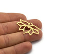Brass Flower Charm, 4 Raw Brass Lotus Flower Charms, Findings (26x36x0.60mm) A6697