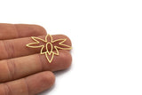 Brass Flower Charm, 4 Raw Brass Flower Charms, Charm Pendants, Findings (32x40x0.60mm) A6702