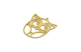 Brass Bird Charm, 8 Raw Brass Owl Shaped Charms With 1 Loop (27.5x23.5x0.60mm) A6626