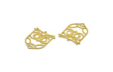 Brass Bird Charm, 10 Raw Brass Owl Shaped Charms With 1 Loop (26x22x0.60mm) A6627