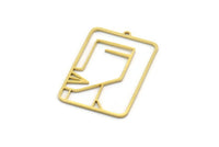 Brass Face Charm, 2 Raw Brass Man And Woman Face Charms With 1 Loop, Findings (35x23x0.80mm) A6677