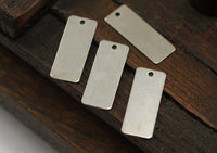 100 pcs Nickel Free Silver Brass Rectangle 1 Hole Charms Geometric Findings (20 x 8 mm) nf 566