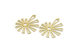 Brass Sun Charm, 6 Raw Brass Sun Charms With 1 Loop, Charm Pendants, Findings (34x27.5x0.60mm) A6704