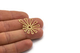 Brass Sun Charm, 6 Raw Brass Sun Charms With 1 Loop, Charm Pendants, Findings (34x27.5x0.60mm) A6704