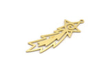 Brass Star Charm, 8 Raw Brass Comet Charms With 1 Loop, Findings (41x13x0.60mm) A6686