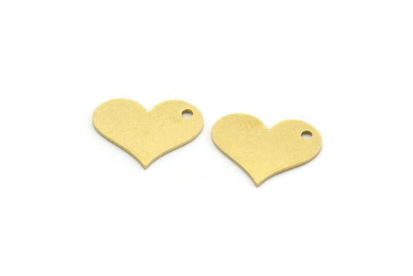 Brass Heart Charm, 24 Raw Brass Tiny Heart Charms With 1 Hole, Findings (11x14x0.60mm) A6717