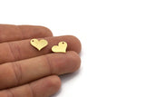 Brass Heart Charm, 24 Raw Brass Tiny Heart Charms With 1 Hole, Findings (11x14x0.60mm) A6717