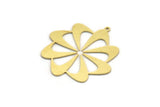 Brass Windrose Charm, 4 Raw Brass Windrose Charms With 1 Loop, Findings (35x33x0.60mm) A6716