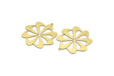 Brass Windrose Charm, 4 Raw Brass Windrose Charms With 1 Loop, Findings (35x33x0.60mm) A6716