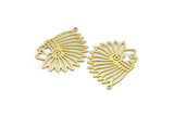 Brass Indian Charm, 4 Raw Brass Native American Chief Shaped Charms With 1 Loop, Findings, Pendants (35x26x0.60mm) A6708