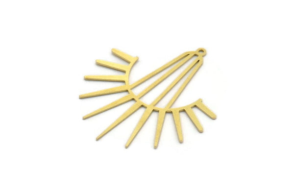 Brass Sun Charm, 4 Raw Brass Sun Charms With 1 Loop, Charm Pendants (40x35x0.60mm) A6699