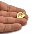 Brass Leaf Charm, 8 Raw Brass Acacia Leaf Charms With 1 Loop, Findings (25.5x19x0.60mm) A6633