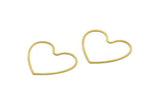 Brass Heart Charm, 24 Raw Brass Heart Connectors, Findings (30x27x0.60mm) A6637