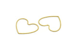Brass Heart Charm, 24 Raw Brass Heart Connectors, Findings (30x27x0.60mm) A6637