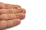 Brass Heart Charm, 24 Raw Brass Heart Connectors With 2 Holes, Findings (32x29x0.60mm) A6636