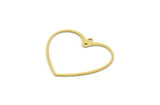 Brass Heart Charm, 24 Raw Brass Heart Connectors With 2 Holes, Findings (32x29x0.60mm) A6636