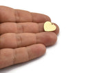 Brass Heart Charm, 12 Raw Brass Heart Charms With 1 Hole, Findings (15x15.5x0.60mm) A6635