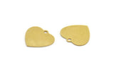 Brass Heart Charm, 12 Raw Brass Heart Charms With 1 Hole, Findings (15x15.5x0.60mm) A6635