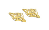 Brass Saturn Charm, 2 Raw Brass Saturn Shaped Charms With 1 Loop, Pendants, Planet Findings (32x53x0.60mm) A6620