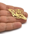 Brass Saturn Charm, 2 Raw Brass Saturn Shaped Charms With 1 Loop, Pendants, Planet Findings (32x53x0.60mm) A6620