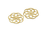 Brass Flower Charm, 2 Raw Brass Flower Charms, Earring Charms (36x0.60mm) A6642