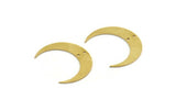 Brass Moon Charm, 12 Raw Brass Crescent Moon Charms With 2 Holes (25.5x6x0.60mm) A6641