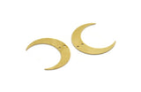 Brass Moon Charm, 12 Raw Brass Crescent Moon Charms With 2 Holes (25.5x6x0.60mm) A6641
