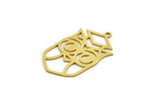 Brass Bird Charm, 10 Raw Brass Owl Shaped Charms With 1 Loop (28x16x0.60mm) A6631