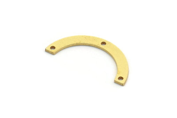 Brass Charm, 24 Raw Brass, Brass Pendants, Charm Pendants, U Shaped Charms, Brass Semi Circle Charms With 3 Holes (24x3x0.80mm) A6494