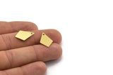 Brass Diamond Charm, 12 Raw Brass Diamond Charms With 1 Hole (20x13x0.60mm) A6496