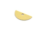 Semi Circle Charm, 24 Raw Brass Half Moon Charms With 1 Hole (6.5x13x0.60mm) A6497
