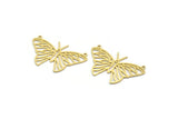 Brass Butterfly Charm, 4 Raw Brass Butterfly Charms With 2 Loops, Necklace Findings (25x39x0.60mm) A6476