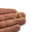 Brass Triangle Charm, 4 Raw Brass Triangle Charms With 1 Loop, Findings (32x29x0.60mm) A6483