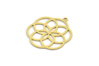 Brass Flower Charm, 6 Raw Brass Flower Charms With 1 Loop, Charm Pendants (26x22x0.60mm) A6475