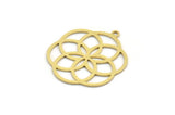 Brass Flower Charm, 6 Raw Brass Flower Charms With 1 Loop, Charm Pendants (26x22x0.60mm) A6475