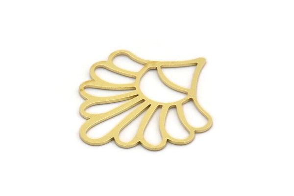 Brass Flower Charm, 4 Raw Brass Flower Charms, Charm Pendants (30x26x0.60mm) A6531