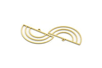 Semi Circle Charm, 24 Raw Brass Semi Circle Charms With 1 Loop, Findings (19x33x0.80mm) A6505