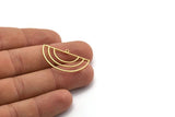Semi Circle Charm, 24 Raw Brass Semi Circle Charms With 1 Loop, Findings (19x33x0.80mm) A6505
