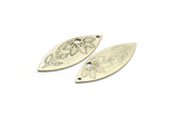 Gümüş Markiz Charm, 4 Antik Gümüş Kaplama Pirinç Çiçek Desenli Markiz Şekilli Charm, 1 Delikli (39x15x0,80 mm) A5706