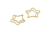 Brass Star Charm, 24 Raw Brass Star Charms With 1 Loop, Charm Pendants (27x26x0.60mm) A6639