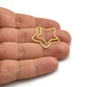 Brass Star Charm, 24 Raw Brass Star Charms With 1 Loop, Charm Pendants (27x26x0.60mm) A6639