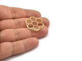 Brass Honeycomb Charm, 12 Raw Brass Hexagon Charms With 1 Loop (30x24x0.60mm) A6611