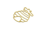 Brass Beehive Charm, 12 Raw Brass Beehive Shaped Charms With 1 Loop, Findings (34x27.5x0.60mm) A6613