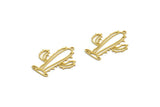 Brass Cactus Charm, 8 Raw Brass Cactus Charms With 1 Loop, Findings (31x24x0.60mm) A6614