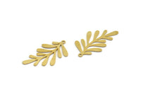 Brass Leaf Charm, 12 Raw Brass Branch Charms With 1 Loop, Charm Pendants (33x18x0.60mm) A6609