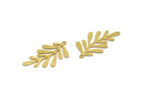 Brass Leaf Charm, 12 Raw Brass Branch Charms With 1 Loop, Charm Pendants (33x18x0.60mm) A6609