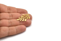Brass Leaf Charm, 12 Raw Brass Branch Charms With 1 Loop, Charm Pendants (33x18x0.60mm) A6609