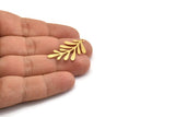 Brass Leaf Charm, 12 Raw Brass Branch Charms With 1 Loop, Charm Pendants (33x18x0.60mm) A6609